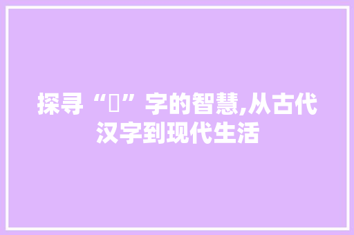 探寻“媮”字的智慧,从古代汉字到现代生活