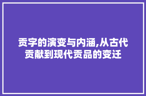 贡字的演变与内涵,从古代贡献到现代贡品的变迁