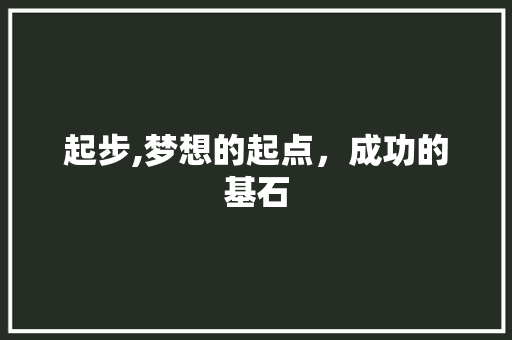 起步,梦想的起点，成功的基石