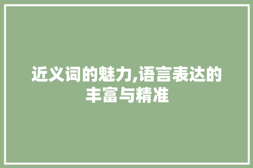 近义词的魅力,语言表达的丰富与精准