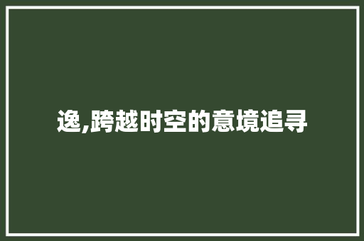 逸,跨越时空的意境追寻
