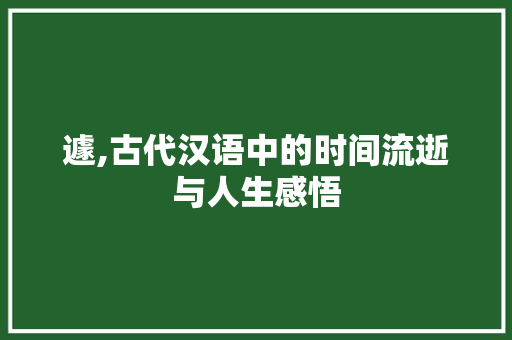 遽,古代汉语中的时间流逝与人生感悟