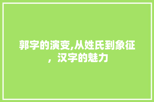 郭字的演变,从姓氏到象征，汉字的魅力 社交媒体