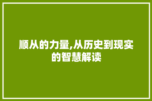 顺从的力量,从历史到现实的智慧解读