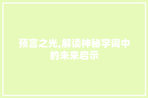 预言之光,解读神秘字词中的未来启示