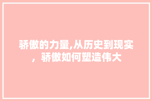 骄傲的力量,从历史到现实，骄傲如何塑造伟大