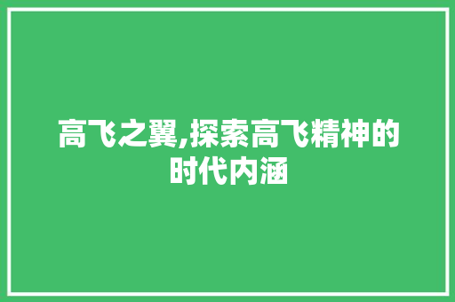 高飞之翼,探索高飞精神的时代内涵