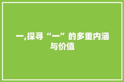 一,探寻“一”的多重内涵与价值 应用文