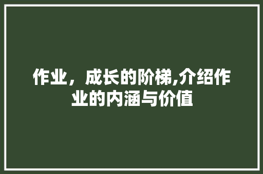 作业，成长的阶梯,介绍作业的内涵与价值 职场写作