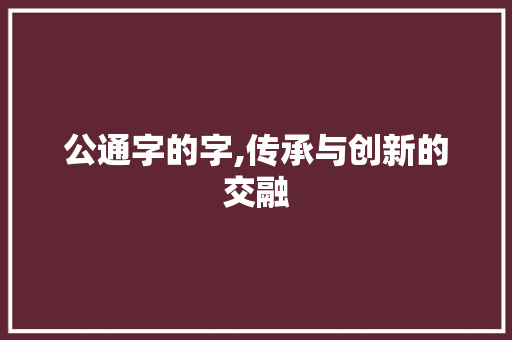 公通字的字,传承与创新的交融