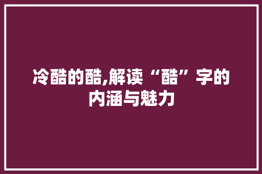冷酷的酷,解读“酷”字的内涵与魅力