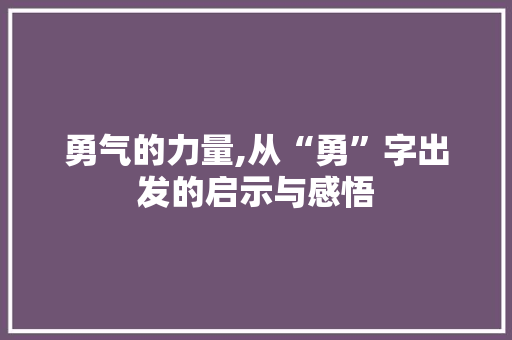 勇气的力量,从“勇”字出发的启示与感悟