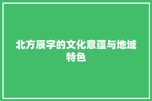 北方辰字的文化意蕴与地域特色
