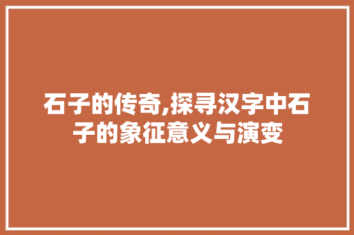 石子的传奇,探寻汉字中石子的象征意义与演变