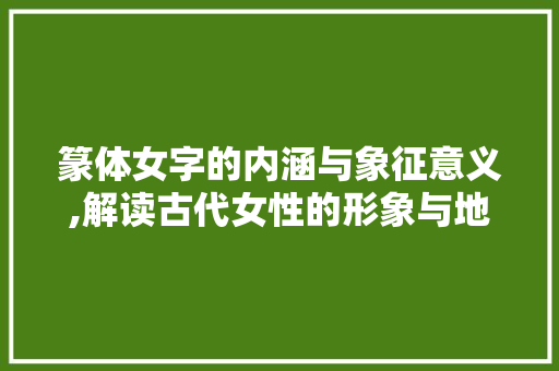篆体女字的内涵与象征意义,解读古代女性的形象与地位