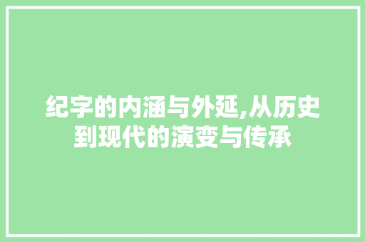 纪字的内涵与外延,从历史到现代的演变与传承