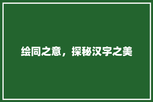 绘同之意，探秘汉字之美