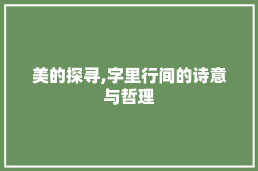 美的探寻,字里行间的诗意与哲理