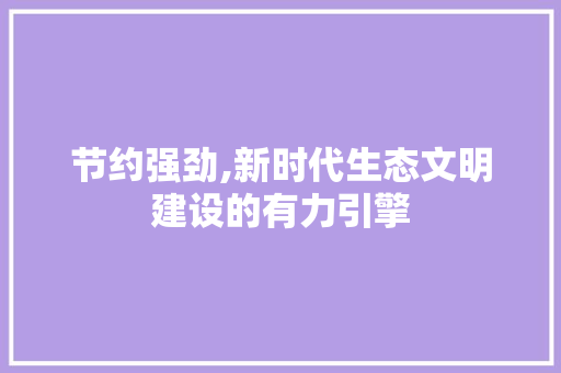 节约强劲,新时代生态文明建设的有力引擎