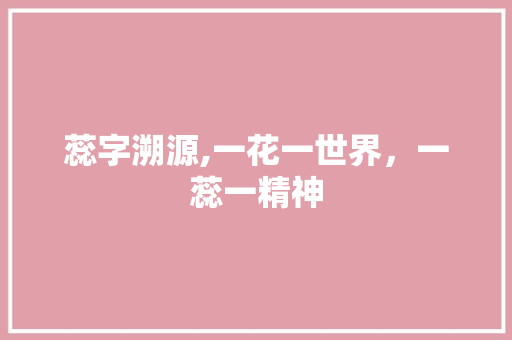 蕊字溯源,一花一世界，一蕊一精神