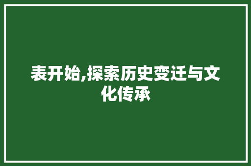 表开始,探索历史变迁与文化传承