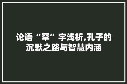 论语“罕”字浅析,孔子的沉默之路与智慧内涵
