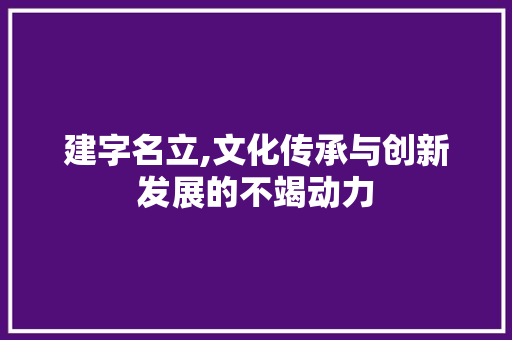 建字名立,文化传承与创新发展的不竭动力