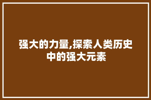 强大的力量,探索人类历史中的强大元素
