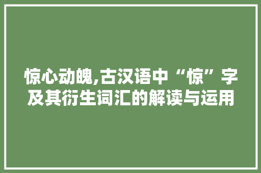 惊心动魄,古汉语中“惊”字及其衍生词汇的解读与运用