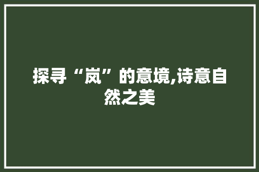探寻“岚”的意境,诗意自然之美 社交媒体