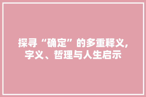 探寻“确定”的多重释义,字义、哲理与人生启示