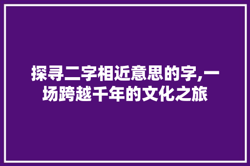 探寻二字相近意思的字,一场跨越千年的文化之旅