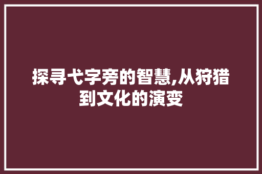 探寻弋字旁的智慧,从狩猎到文化的演变