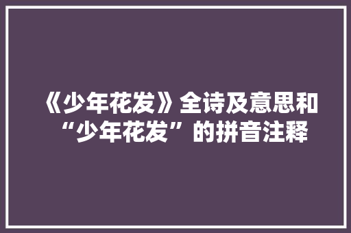 《少年花发》全诗及意思和“少年花发”的拼音注释 诗词鉴赏