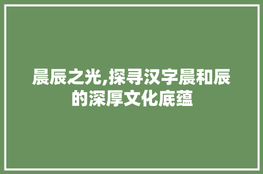 晨辰之光,探寻汉字晨和辰的深厚文化底蕴