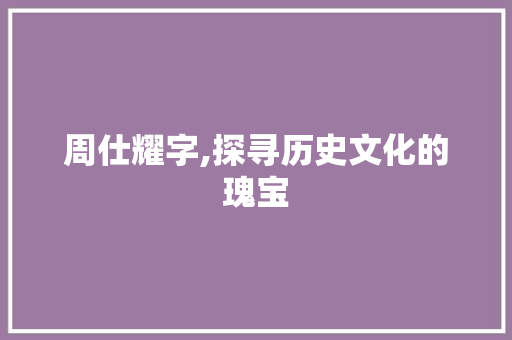 周仕耀字,探寻历史文化的瑰宝