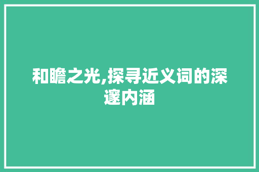 和瞻之光,探寻近义词的深邃内涵