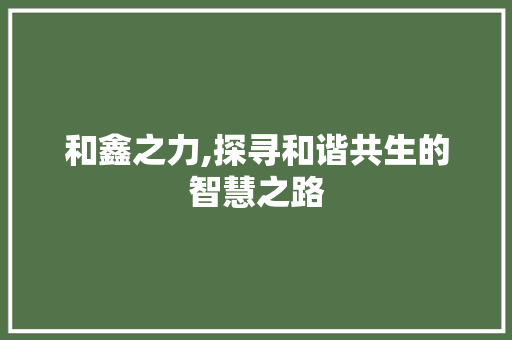 和鑫之力,探寻和谐共生的智慧之路