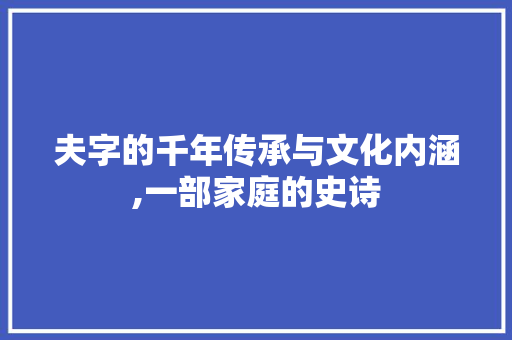 夫字的千年传承与文化内涵,一部家庭的史诗 职场写作