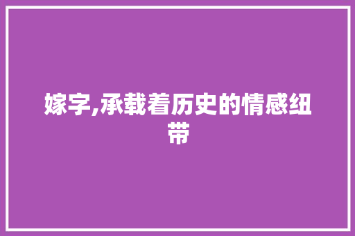 嫁字,承载着历史的情感纽带