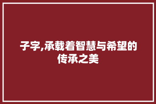 子字,承载着智慧与希望的传承之美 诗词体裁