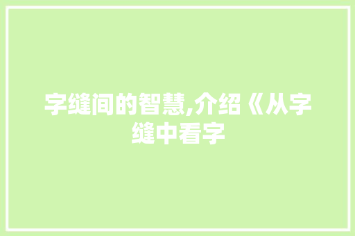 字缝间的智慧,介绍《从字缝中看字