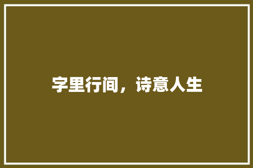 字里行间，诗意人生