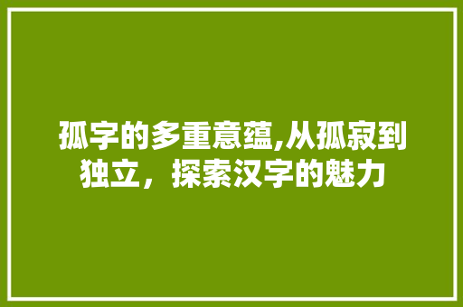 孤字的多重意蕴,从孤寂到独立，探索汉字的魅力
