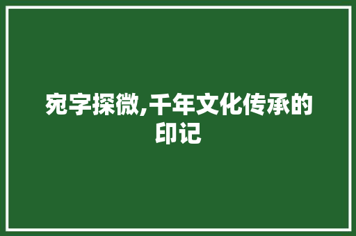宛字探微,千年文化传承的印记