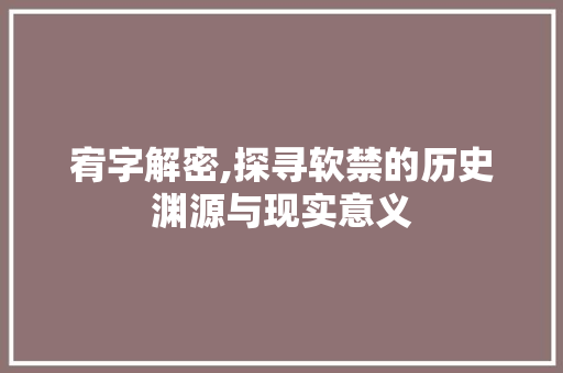 宥字解密,探寻软禁的历史渊源与现实意义 诗词应用
