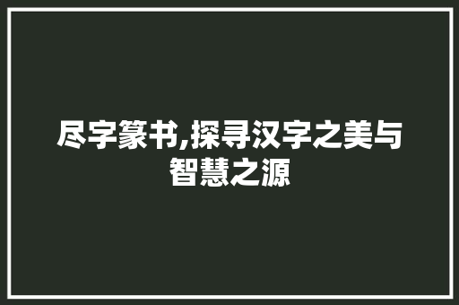 尽字篆书,探寻汉字之美与智慧之源