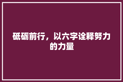 砥砺前行，以六字诠释努力的力量 社交媒体