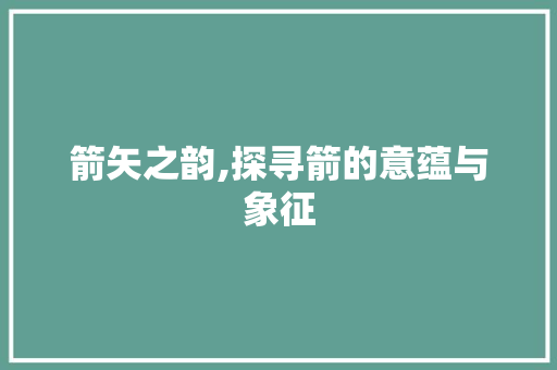 箭矢之韵,探寻箭的意蕴与象征