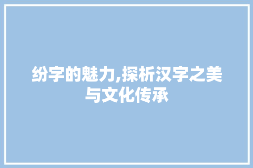 纷字的魅力,探析汉字之美与文化传承